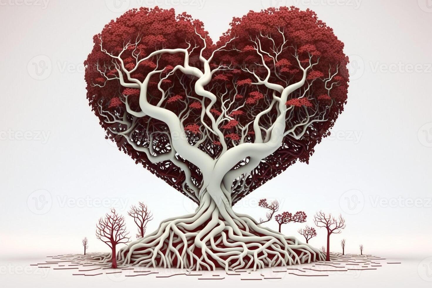A heart shaped tree with the roots forming a heart shape photo