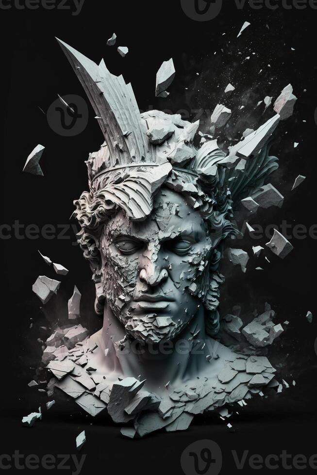 Head of ancient Greek god with crown of thorns photo