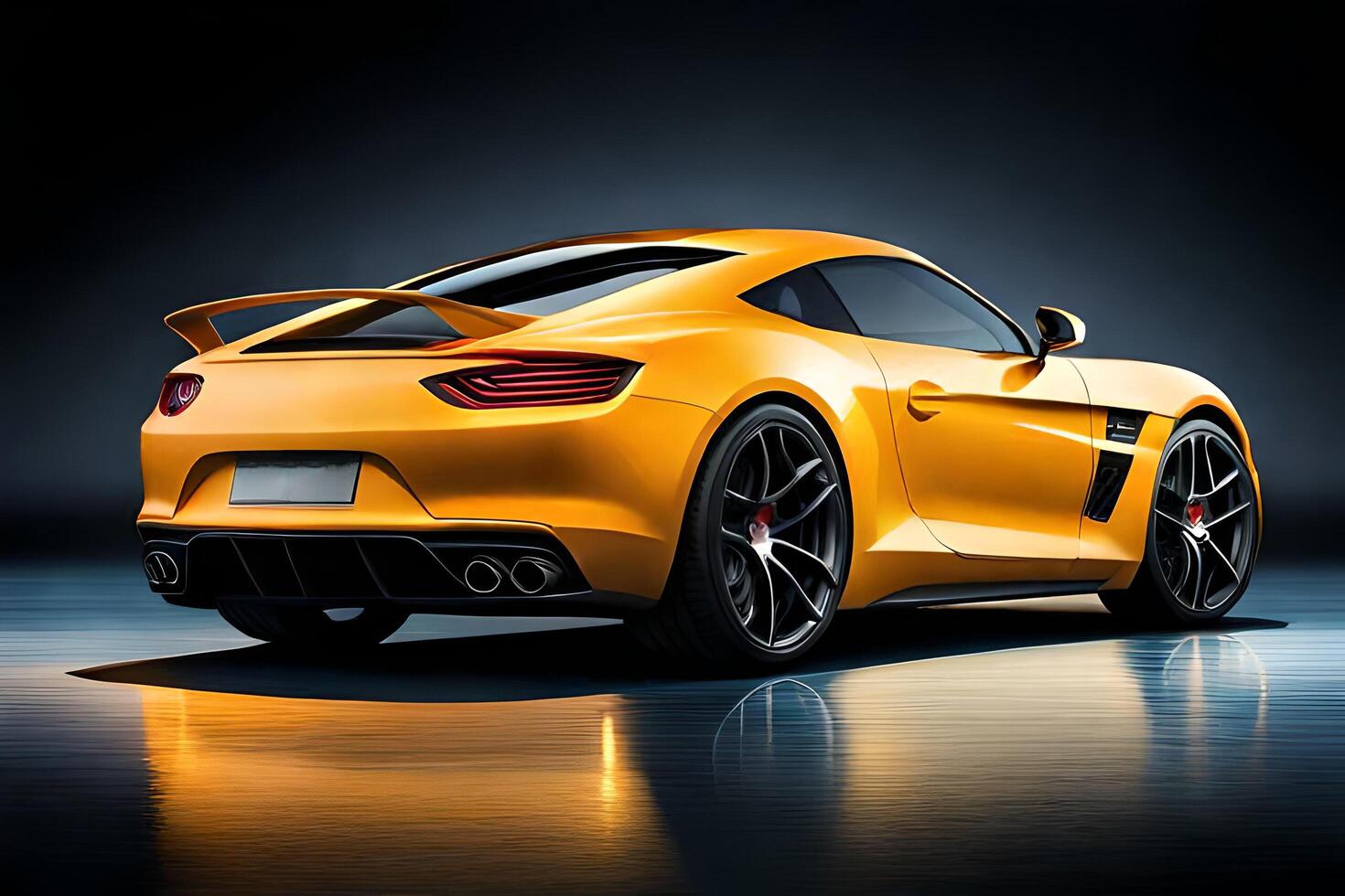 Yellow sports car coupe on a dark background photo