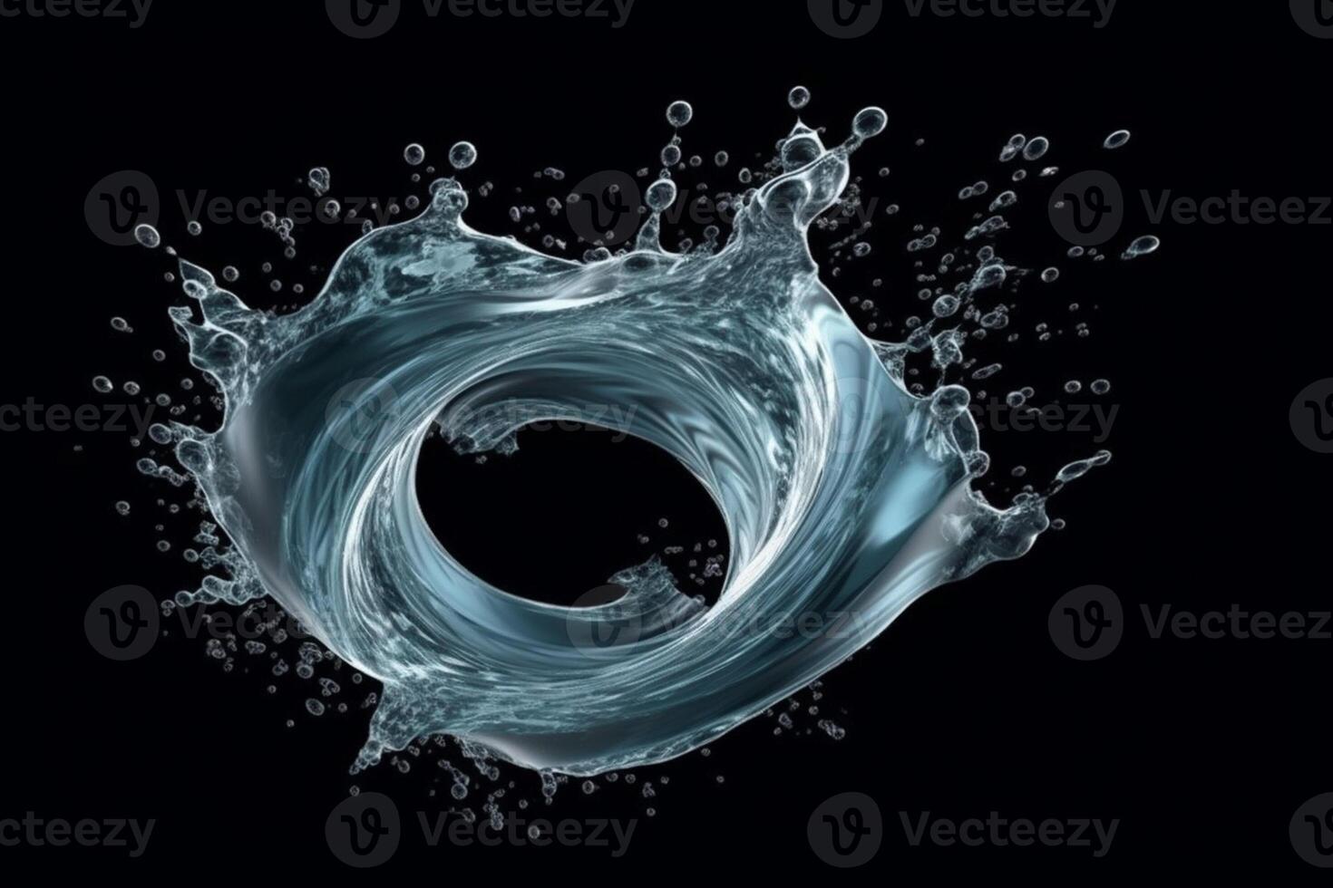 swirl water splash on black background photo