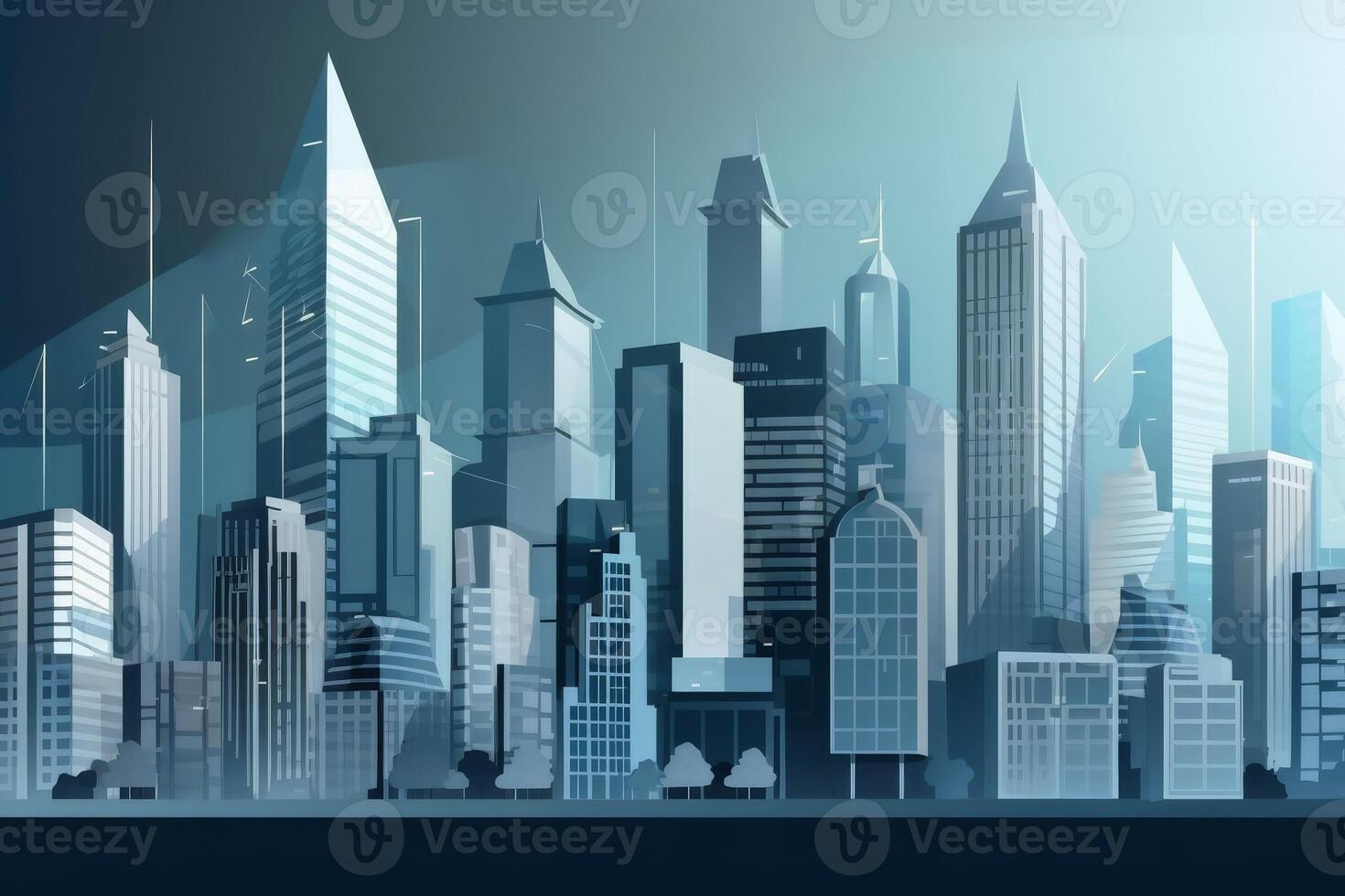 Business concept financial district created with technology. photo