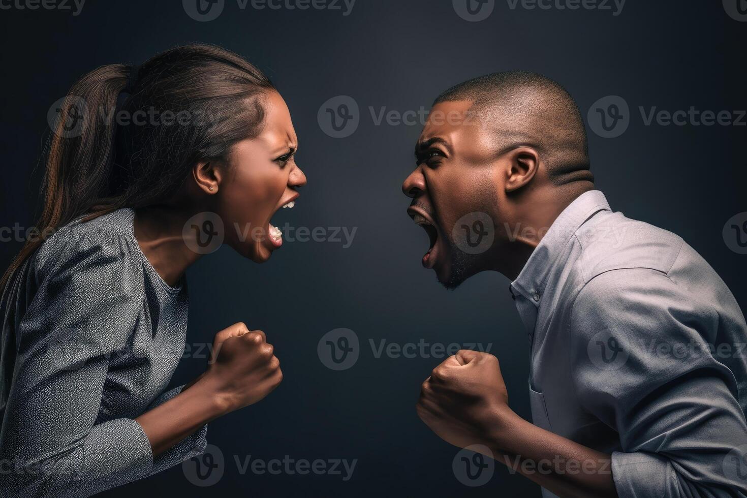 A man and a woman arguing created with technology. photo