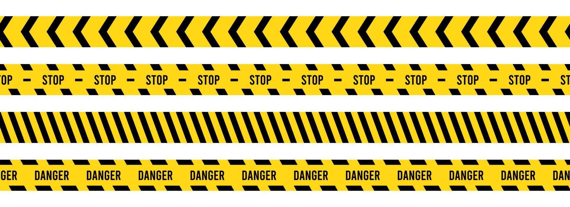 Caution, safety tape. Yellow, black stripe danger tape for atterntion, hazard ribbon. Police, construction area sign banner, barrier symbol vector