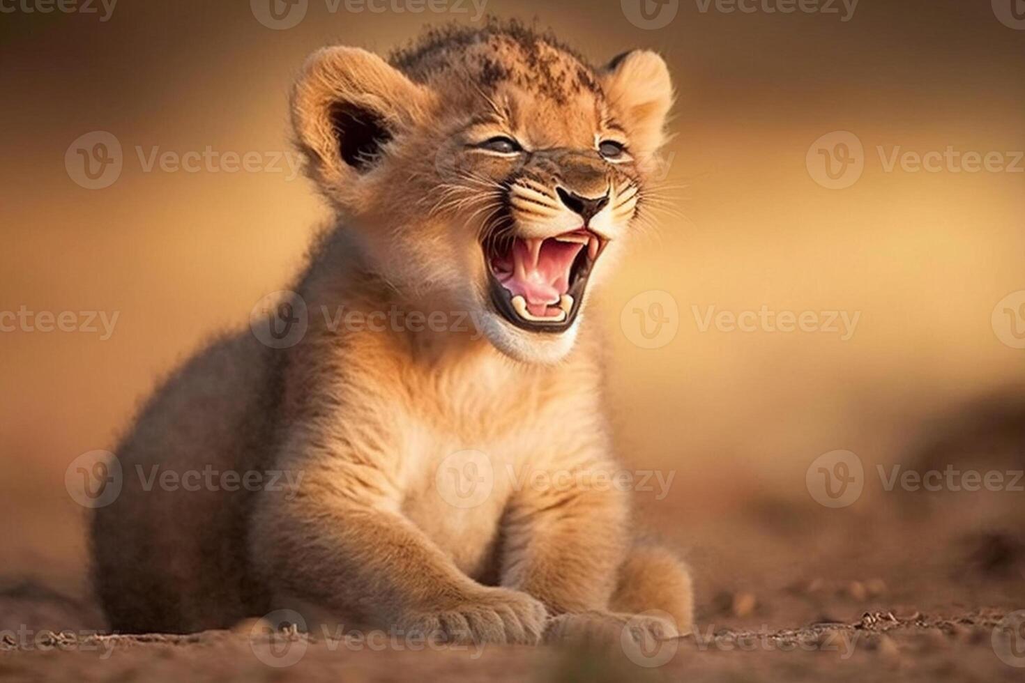 lion cub laughing photo