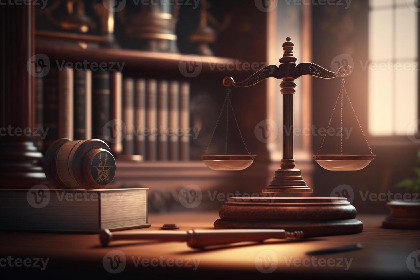 office of lawyers, justice, law concept, gavel , hammer, courtroom, weight scale, bookshelf photo