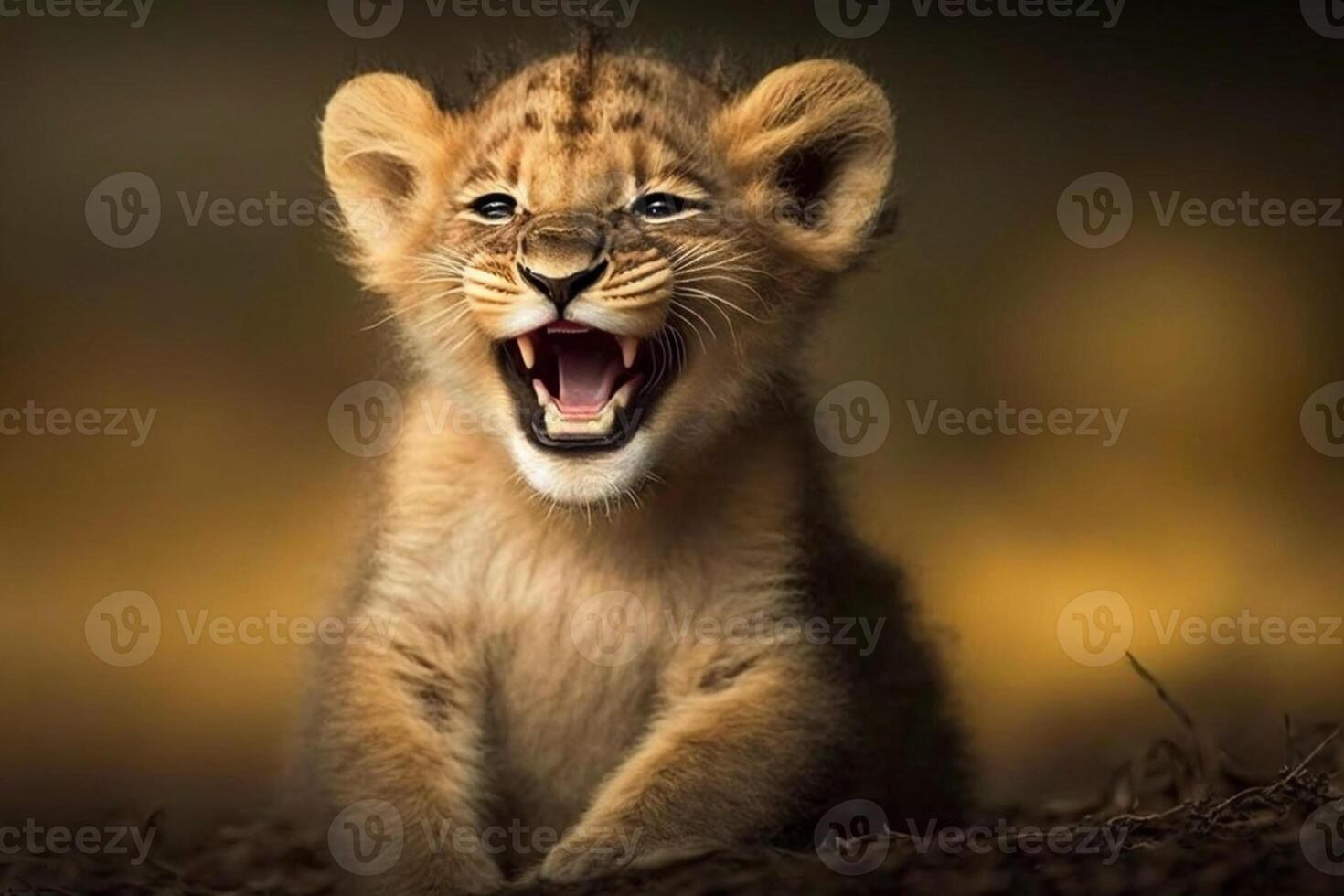 lion cub laughing photo