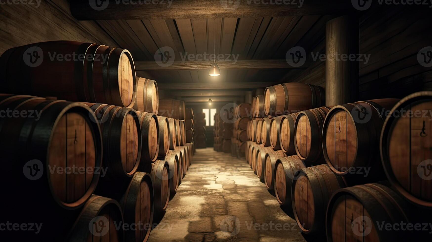 brewery cellar background, barrels, wine or beer, photo