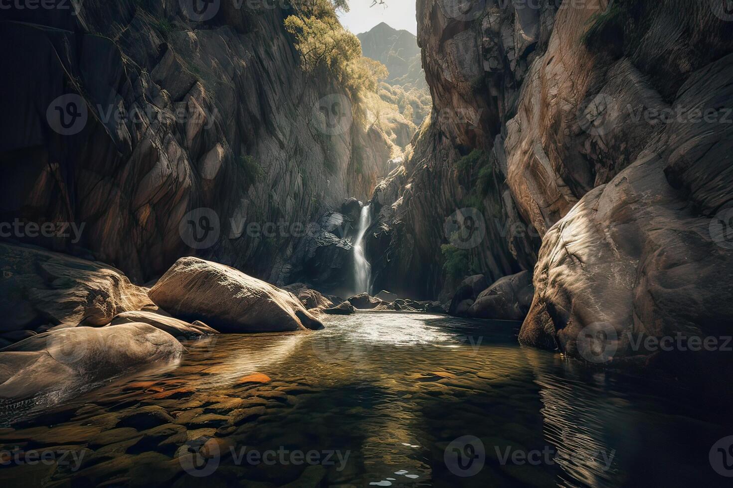 Great view on waterfall with colorful sky during sunset. Wonderful Nature landscape. Travel is a Lifestyle, concept. Iceland popular place of travel and touristic location. . photo