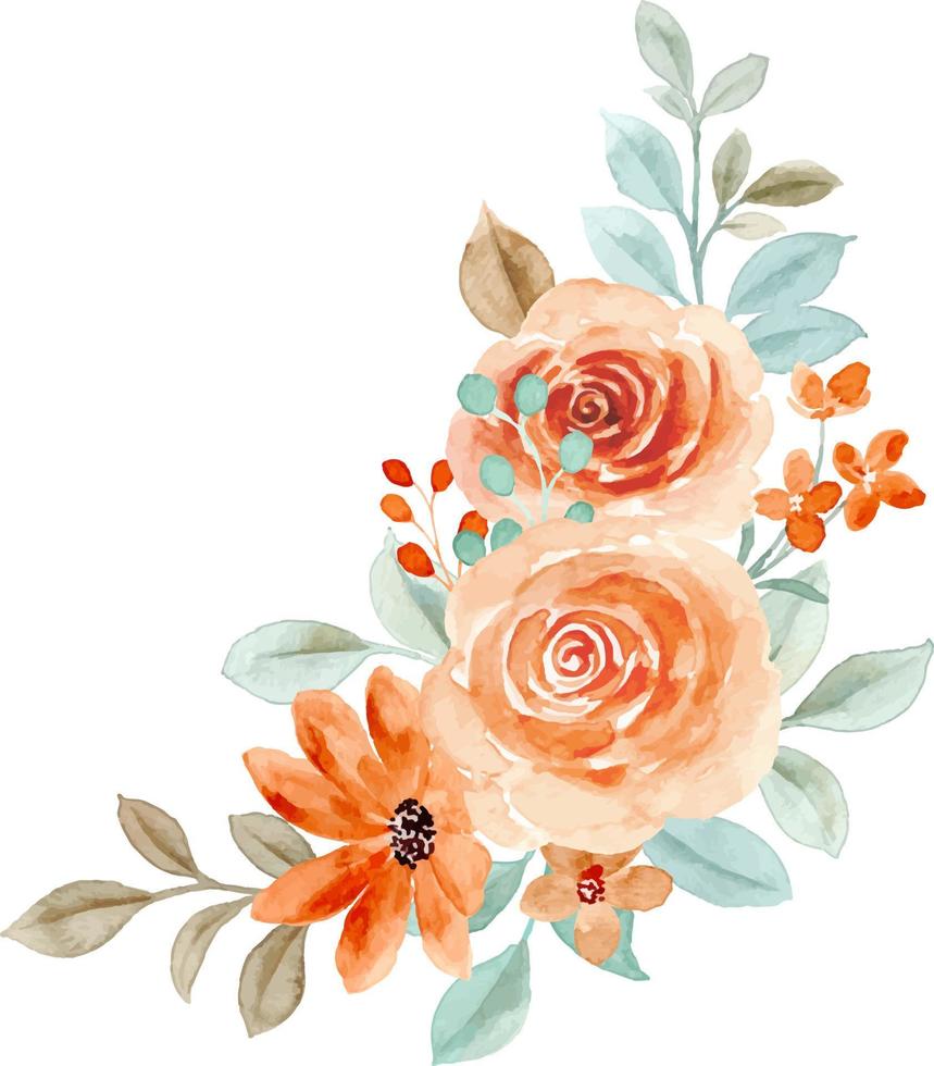 Rose flower bouquet with watercolor for background, wedding, fabric, textile, greeting, card, wallpaper, banner, sticker, decoration etc. vector