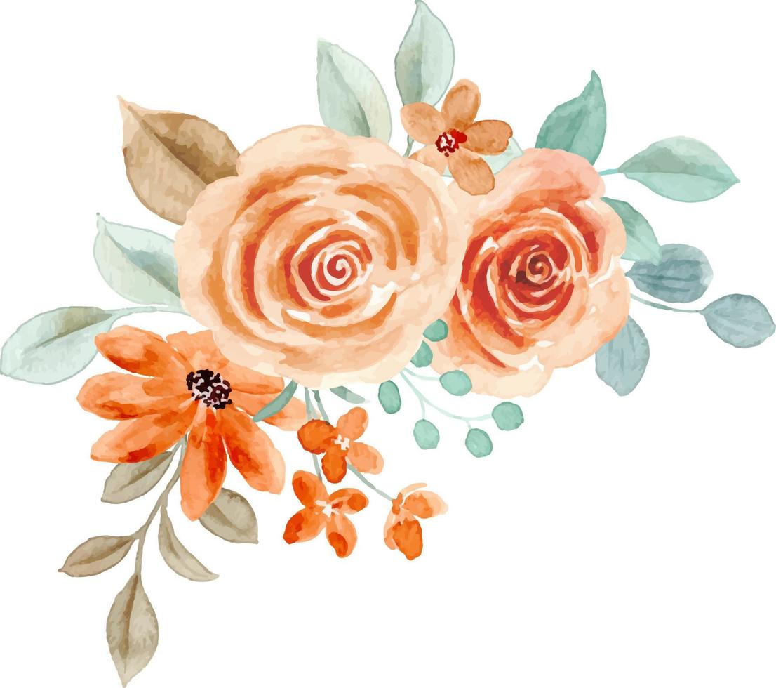 Rose flower bouquet with watercolor for background, wedding, fabric, textile, greeting, card, wallpaper, banner, sticker, decoration etc. vector