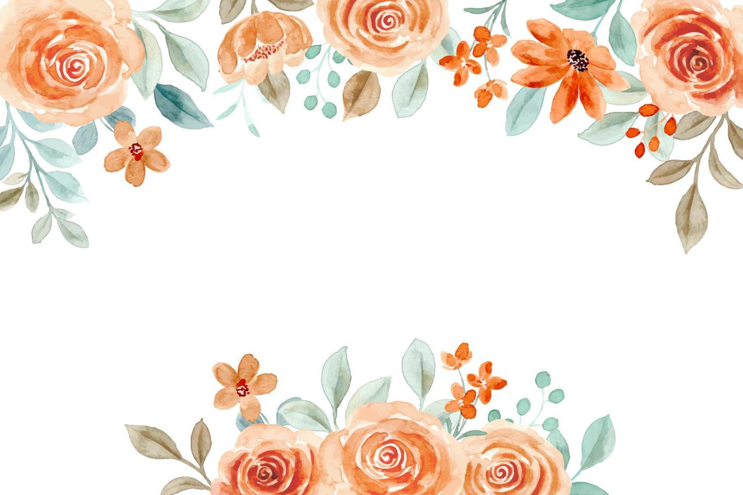 Rose flower border with watercolor for wedding, birthday, card, background, invitation, wallpaper, sticker, decoration etc. vector