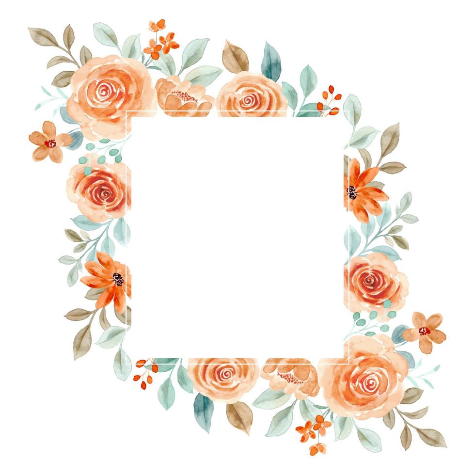 Watercolor rose flower frame for wedding, birthday, card, background, invitation, wallpaper, sticker, decoration etc. vector