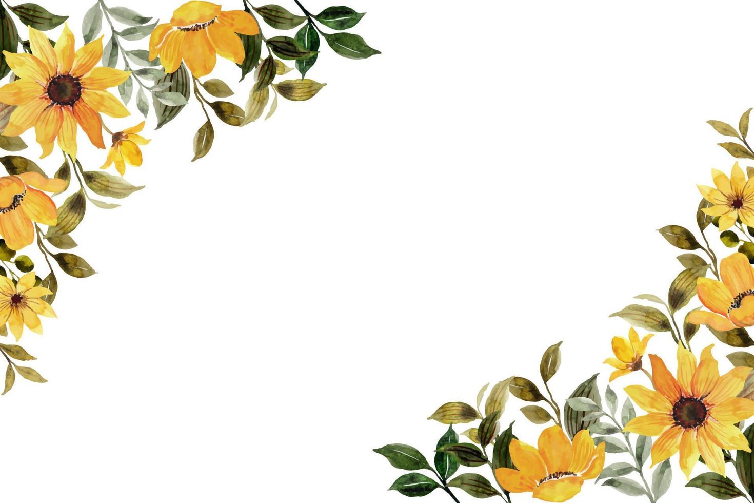 acuarela amarillo floral marco para boda, cumpleaños, tarjeta, fondo, invitación, fondo de pantalla, pegatina, decoración etc. vector