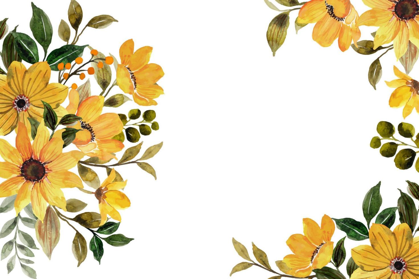 Watercolor yellow flower frame for wedding, birthday, card, background, invitation, wallpaper, sticker, decoration etc. vector