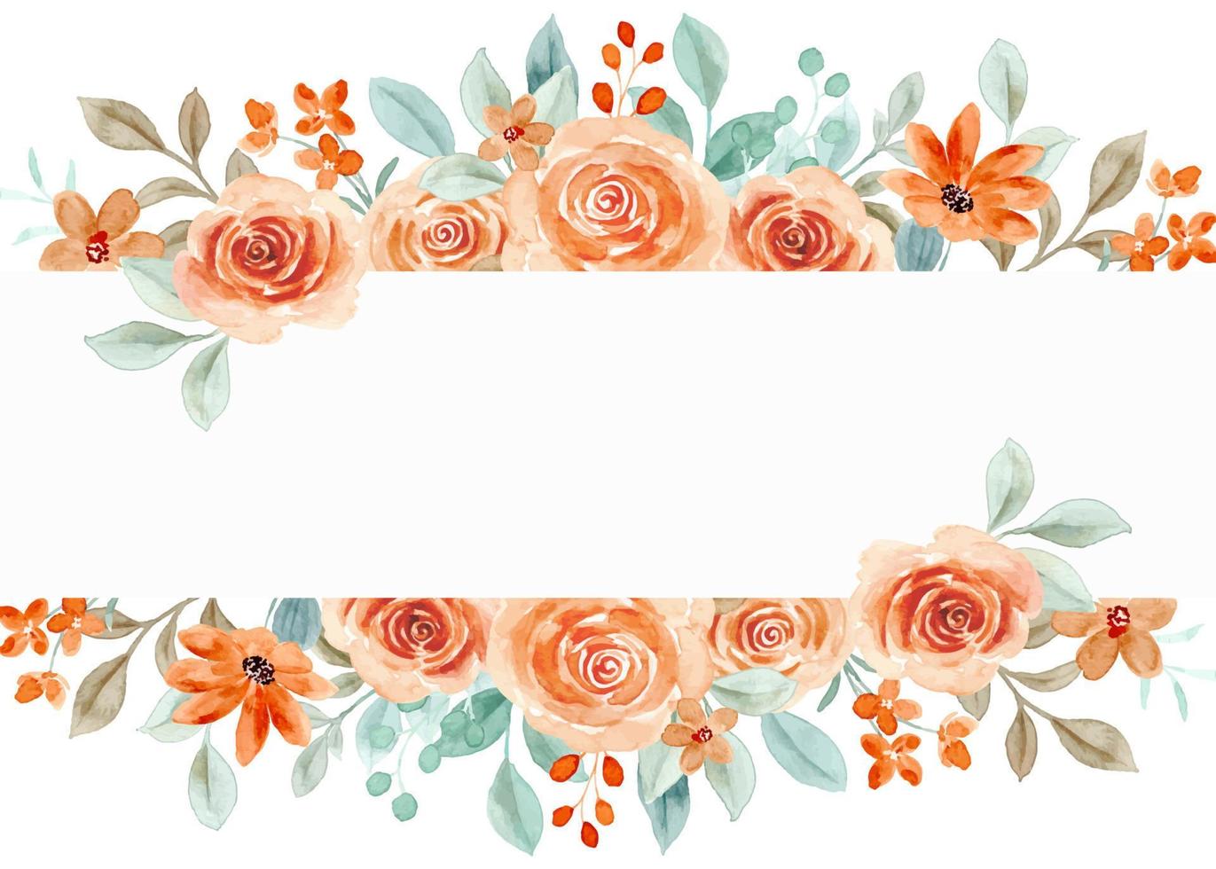 Watercolor rose flower border for wedding, birthday, card, background, invitation, wallpaper, sticker, decoration etc. vector