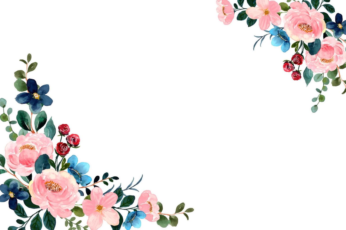 Watercolor pink flower frame for wedding, birthday, card, background, invitation, wallpaper, sticker, decoration etc. vector