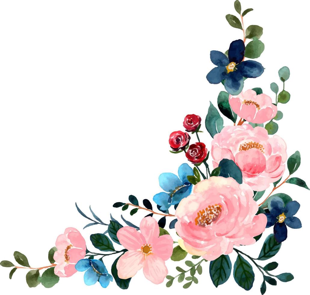 Watercolor pink flower bouquet for background, wedding, fabric, textile, greeting, card, wallpaper, banner, sticker, decoration etc. vector