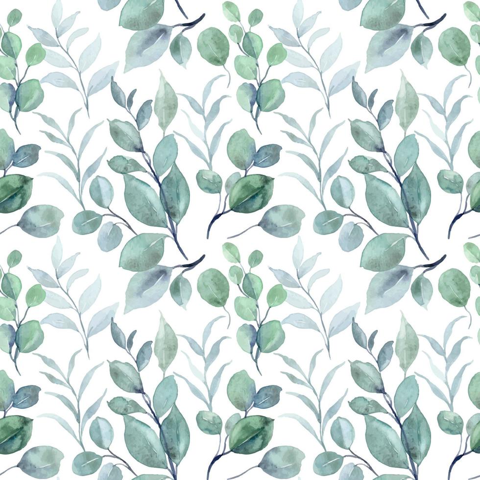 Watercolor green leaves pattern for background, fabric, textile, fashion, wallpaper, wedding, banner, sticker, decoration etc. vector