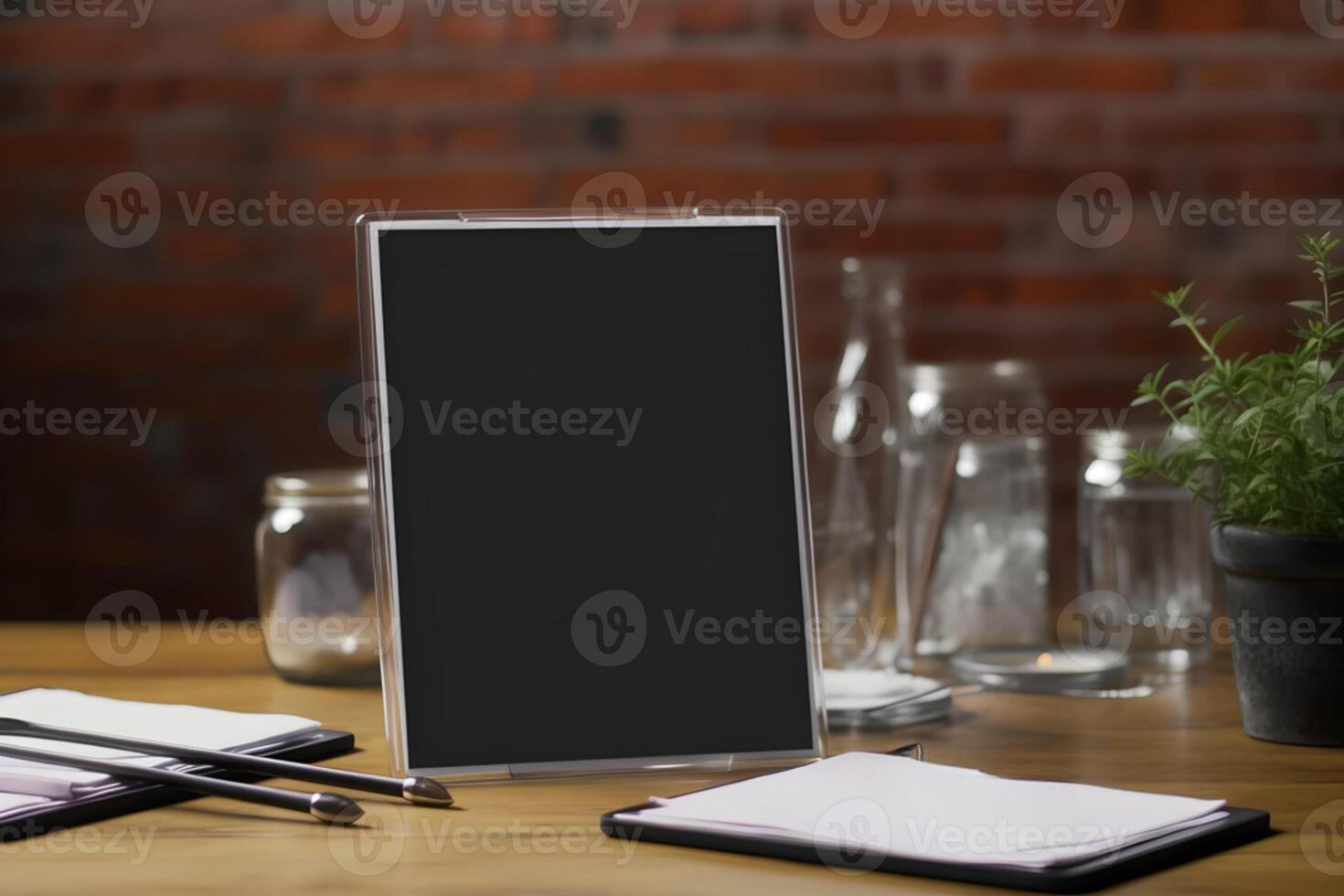 Mockup of modern laptop, smartphone, mac, pc, tablet on the table photo