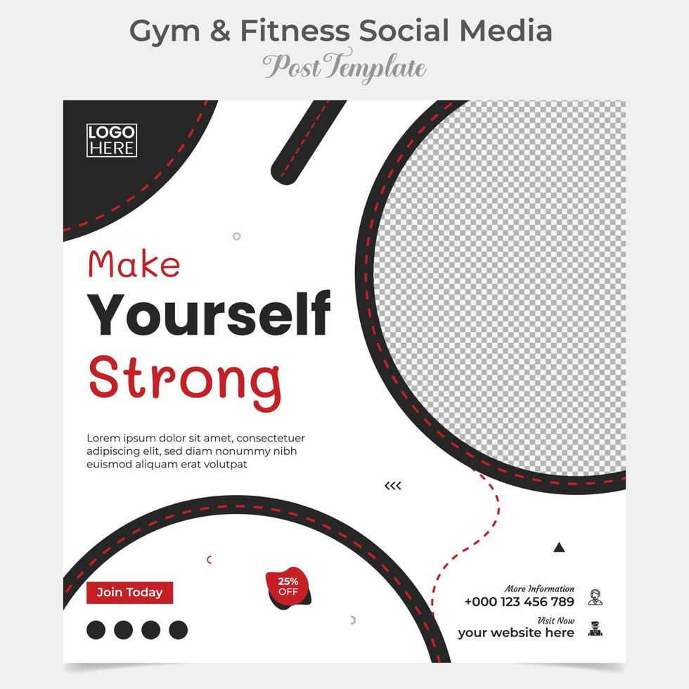 gym zone fitness square flyer post banner and social media post template design vector