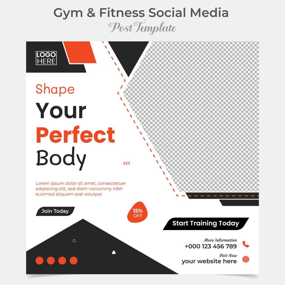 fitness and gym workout training social media post and square flyer post banner template design vector