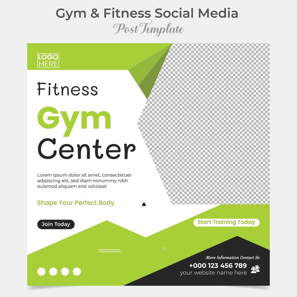fitness training and gym workout square flyer post banner and social media post template design vector
