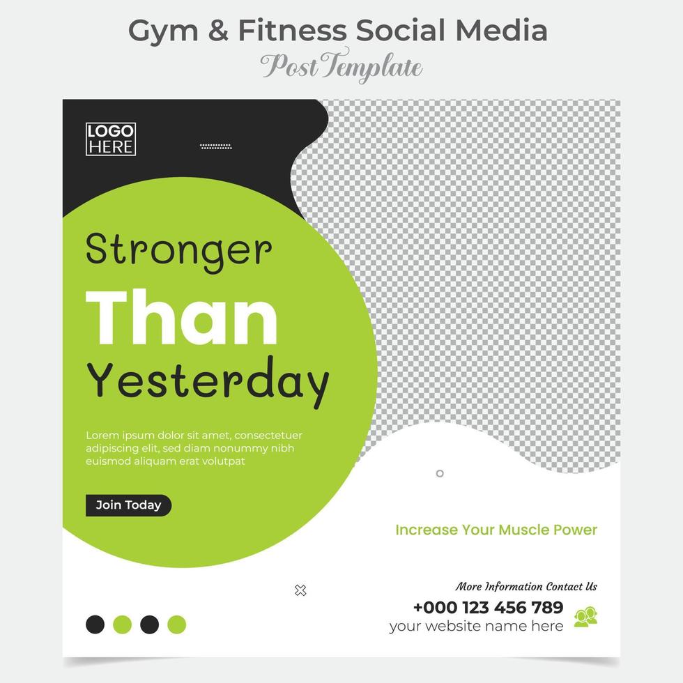 gym zone fitness square flyer post banner and social media post template design vector