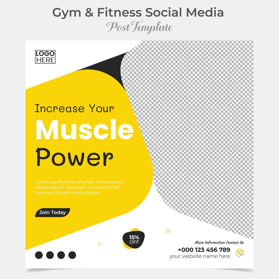 fitness gym social media post and square flyer post banner template design package vector