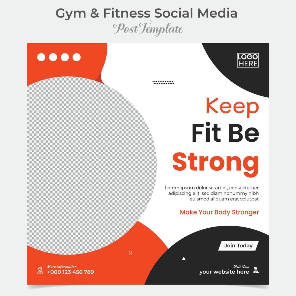 gym workout square flyer post banner and social media post template design vector