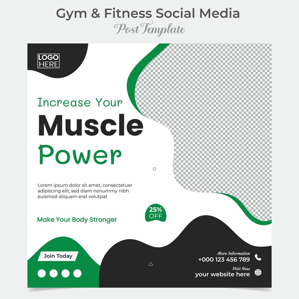 gym workout square flyer post banner and social media post template design vector