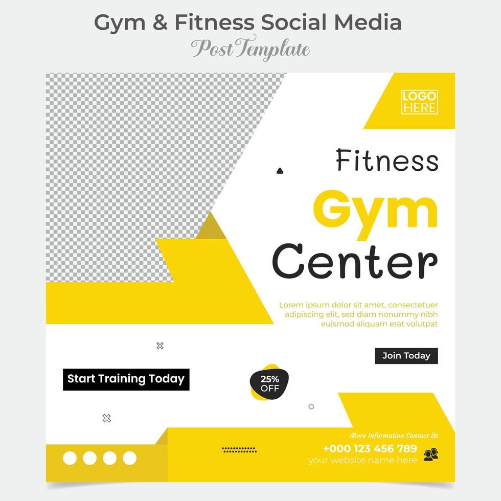 gym workout square flyer post banner and social media post template design vector