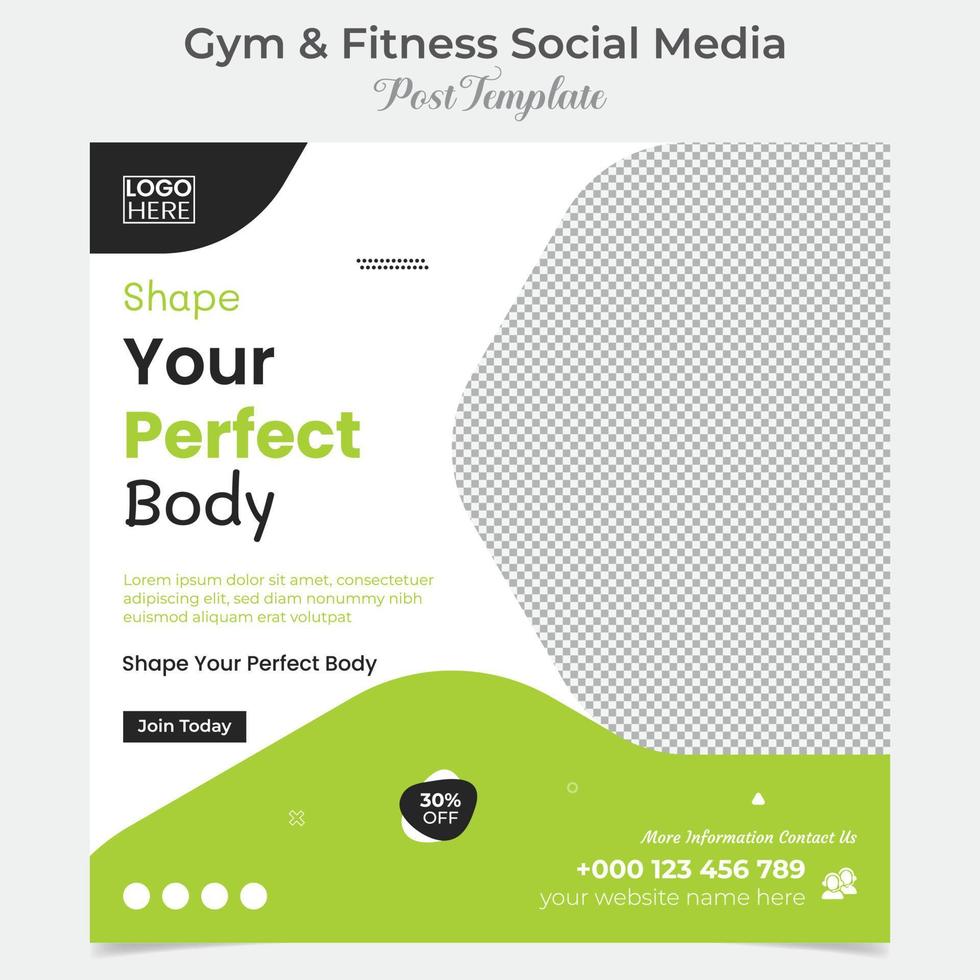 gym workout square flyer post banner and social media post template design vector