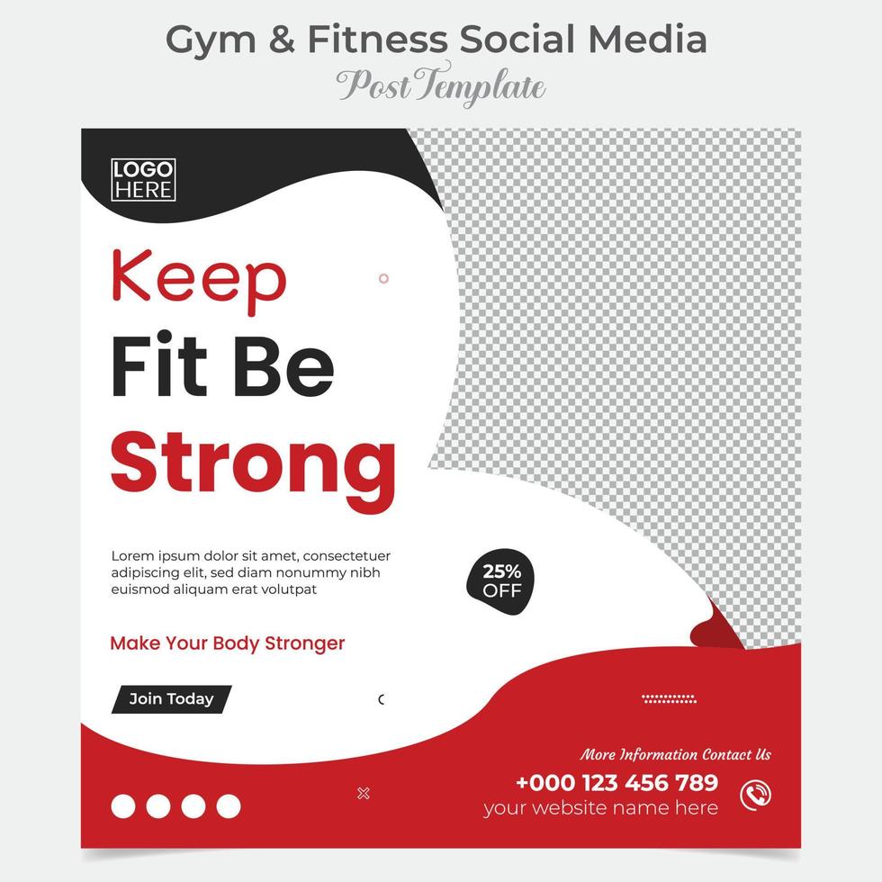 fitness training and gym workout square flyer post banner and social media post template design vector