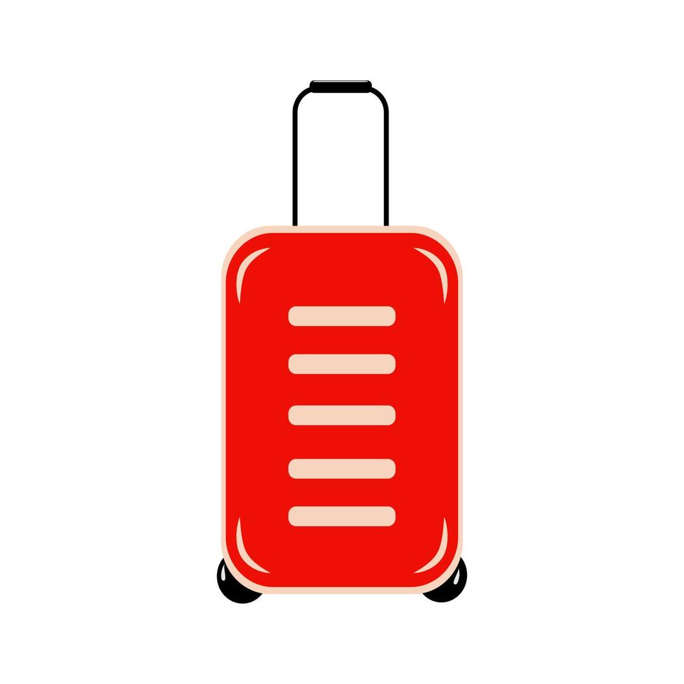 Travel suitcase on wheels with handle in trendy bright shades. Happy World tourism day. Suitcase day vector