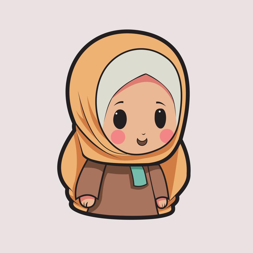 cute and adorable hijab muslim woman vector illustration
