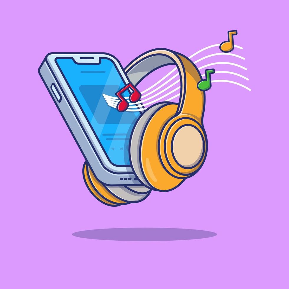 Headphones, music and smartphone icon illustration. technology concept isolated vector