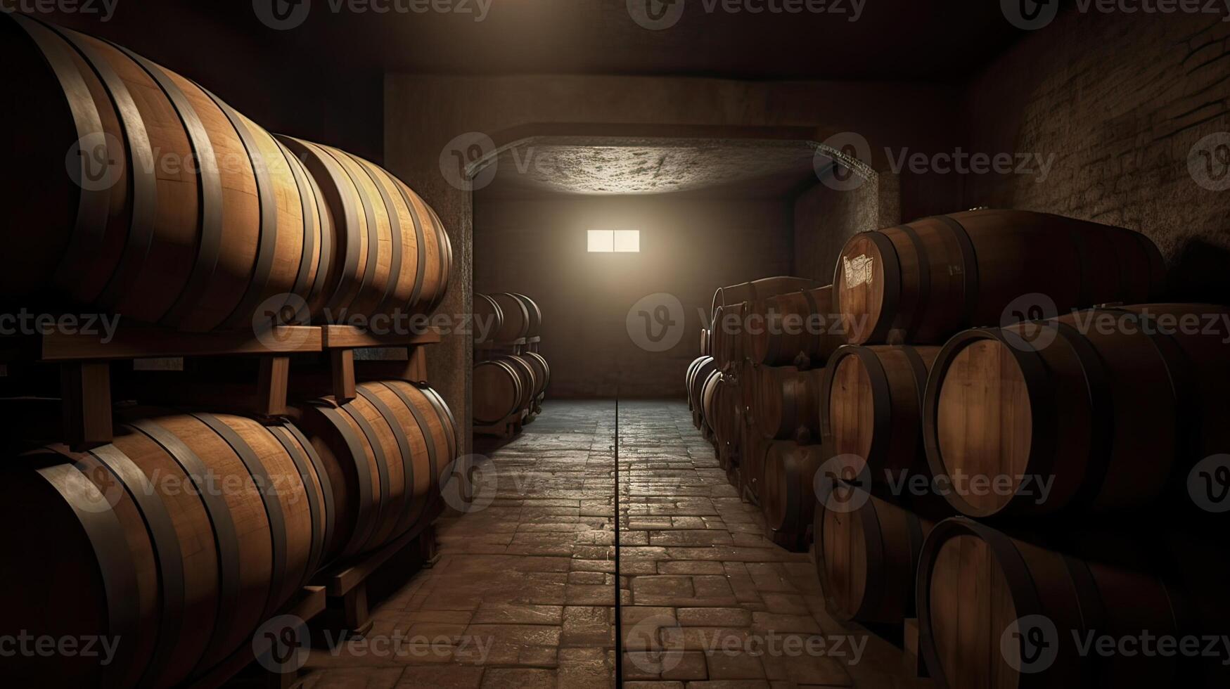 brewery cellar background, barrels, wine or beer, photo