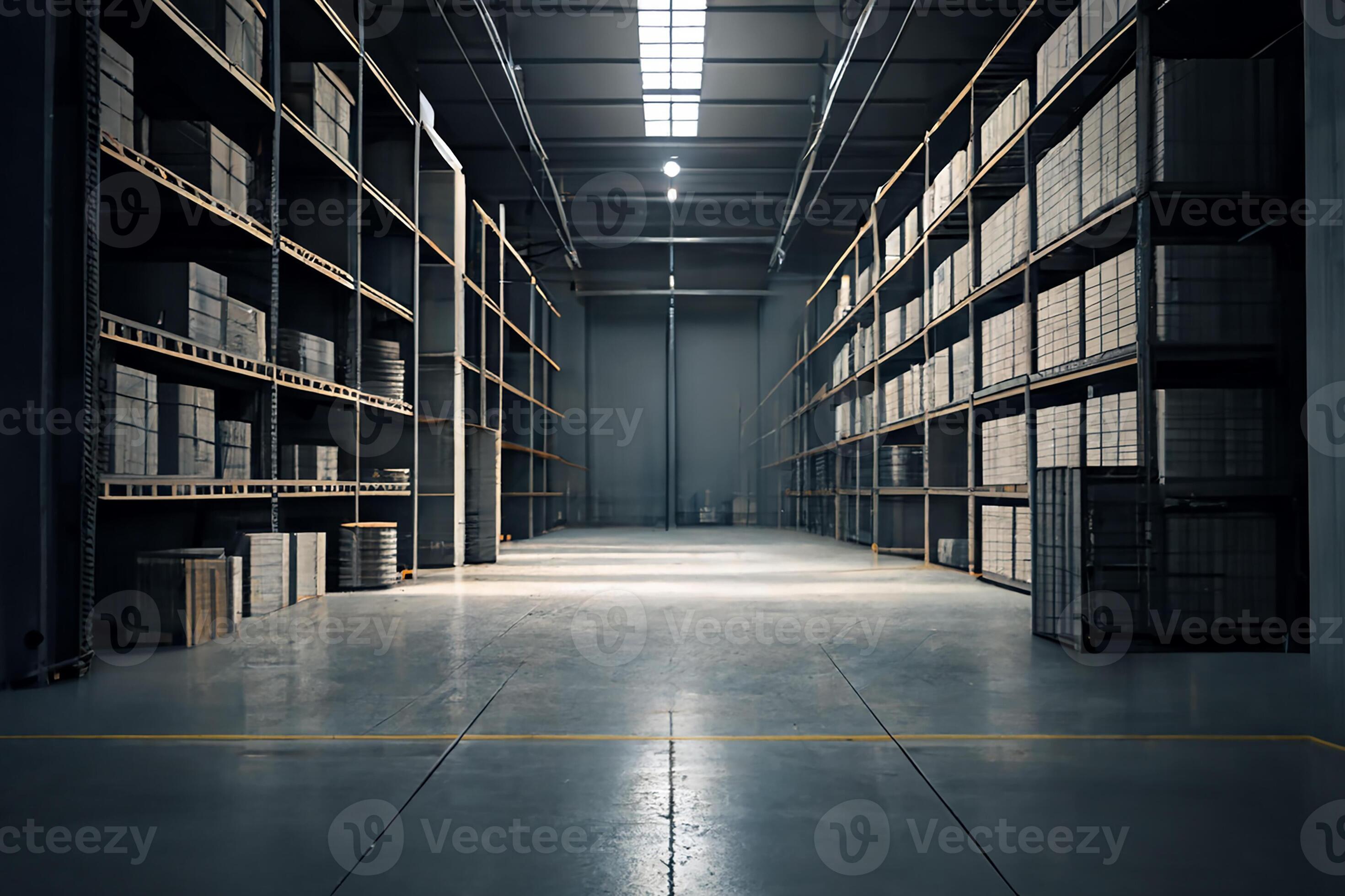 The interior of the Large Storage Room with shelves, racks, and