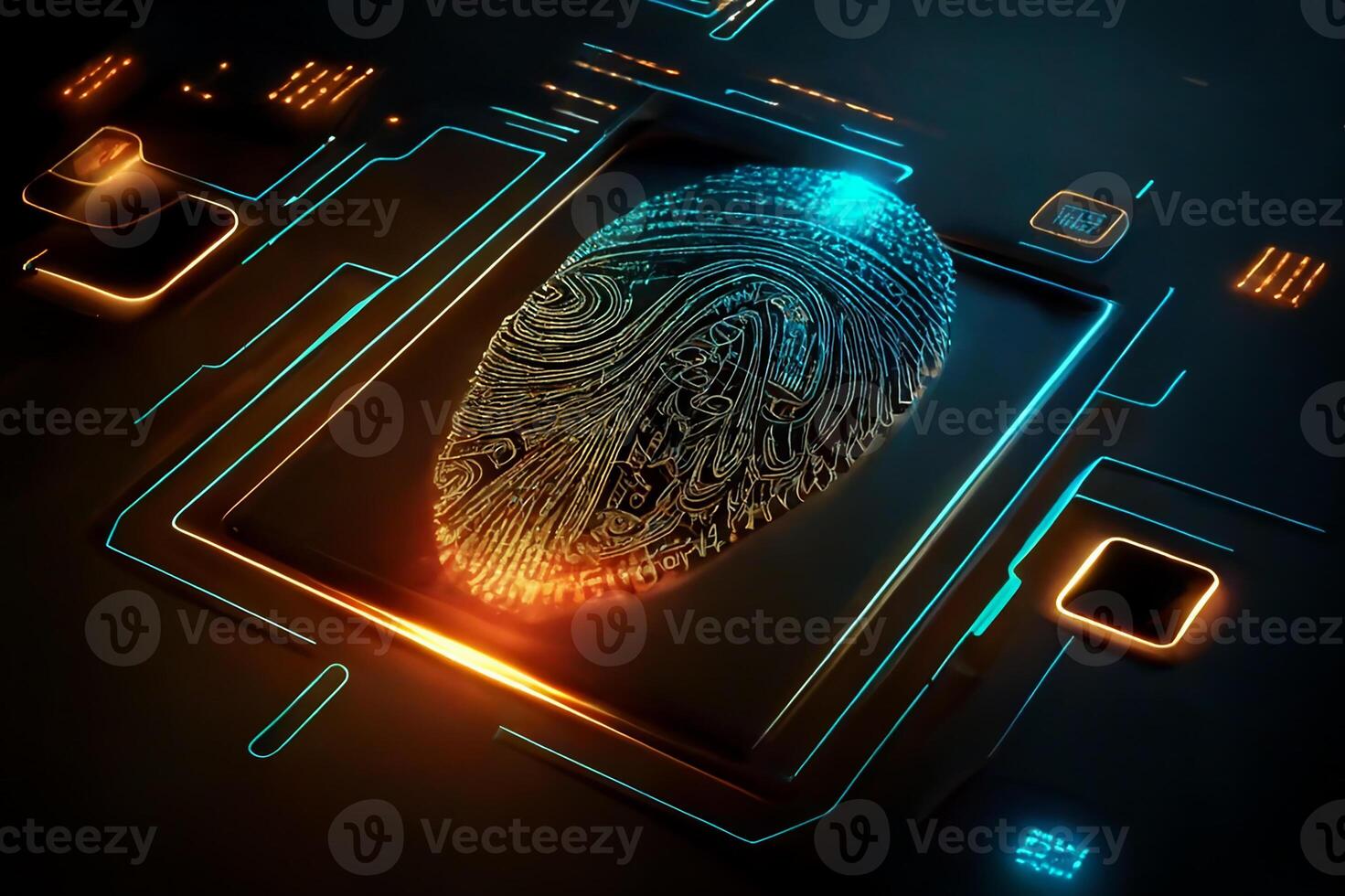Fingerprint scanning, biometric identification and security login. photo