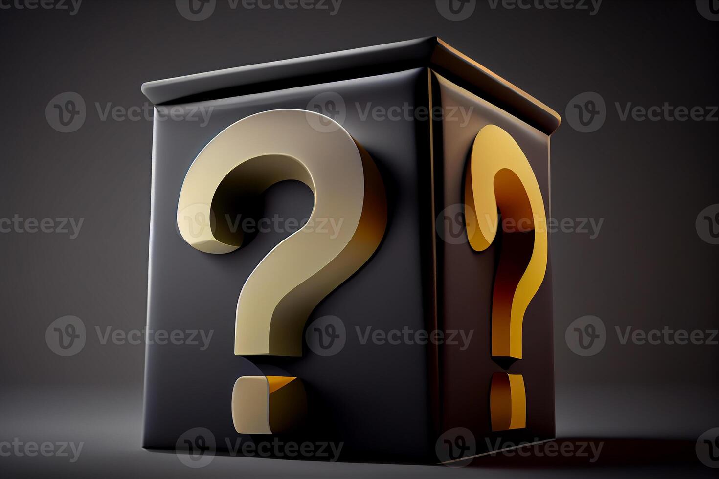 The question mark on the black cube. Art image. photo