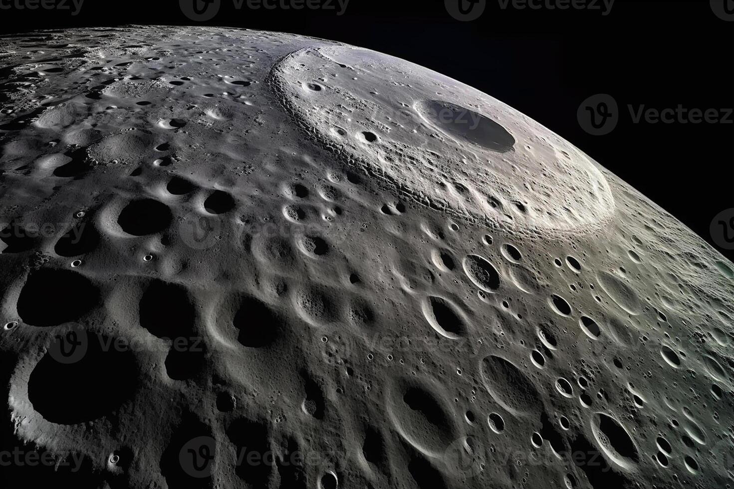 The surface of the planet Mercury with craters from asteroids. Outer space. photo