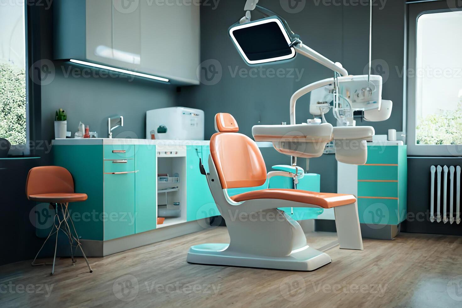 Dental office, modern interior with equipment. photo