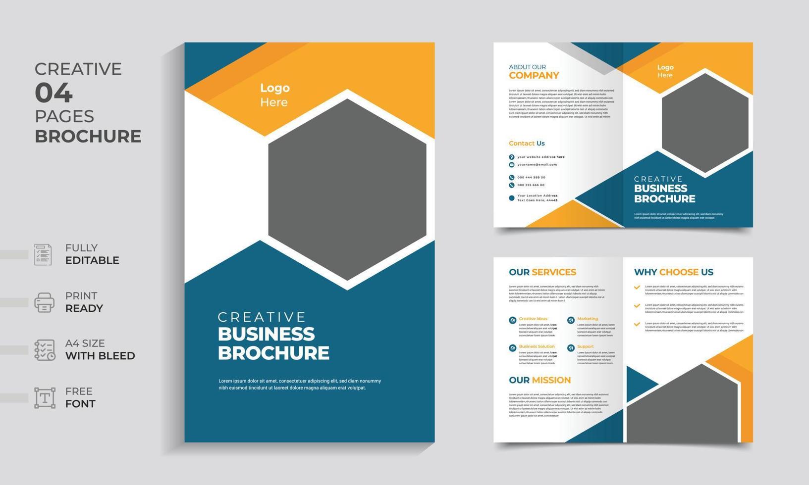 Modern and Minimalist business brochure template layout design, creative business brochure, professional business profile brochure, corporate company profile, annual report, simple business brochure. vector