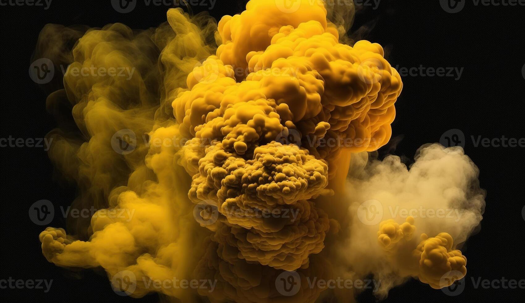 , Flowing light yellow smoke with splashes. Soft fluid banner, spring female mood, 3D effect, modern macro realistic abstract background illustration, ink in water effect. photo