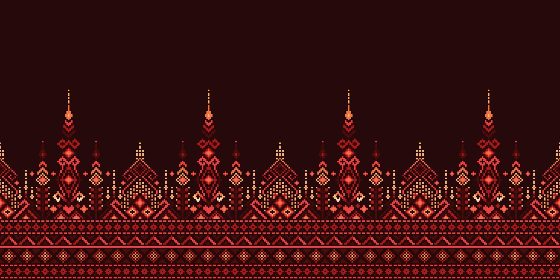 geométrico étnico tela patrones. cruzar puntada. ikat píxel modelo. diseño para sari, patola, sari, dupatta, vyshyvanka, rushnyk, dupatta, ropa, tela, batik, prendas de punto, bordado. vector