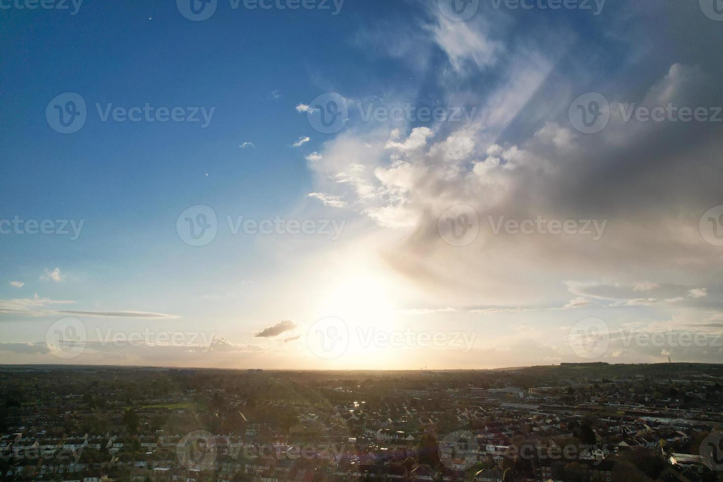 Aerial View of Luton Residential District of Saint Augustine Ave Luton England England Great Britain. The Image was Captured on 06-April-2023 with Drone's Camera During Sunset photo