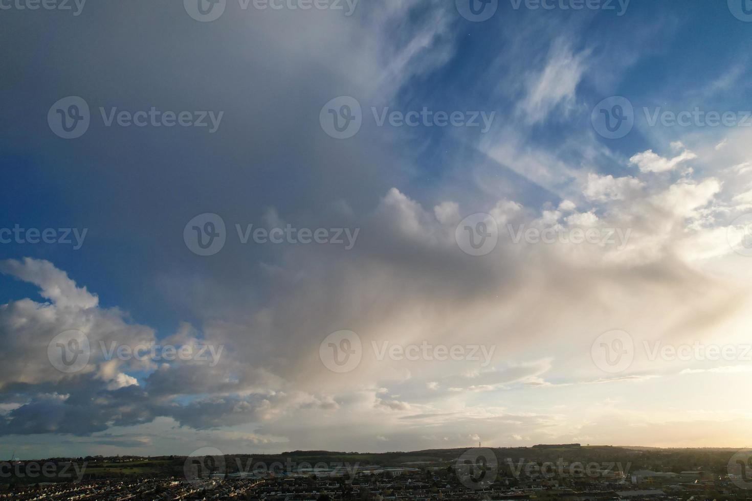 Aerial View of Luton Residential District of Saint Augustine Ave Luton England England Great Britain. The Image was Captured on 06-April-2023 with Drone's Camera During Sunset photo