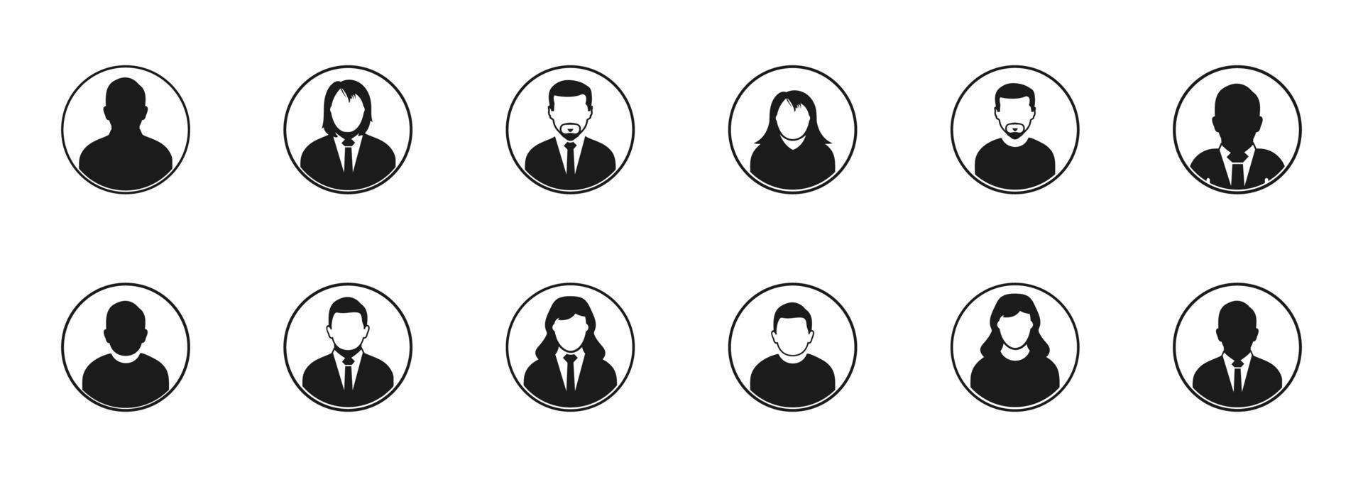 usuario perfil icono colocar. colección de persona, gente, hombre, mujer, masculino, femenino, chico, chica, empresario y avatar iconos editable vector símbolo ilustración.