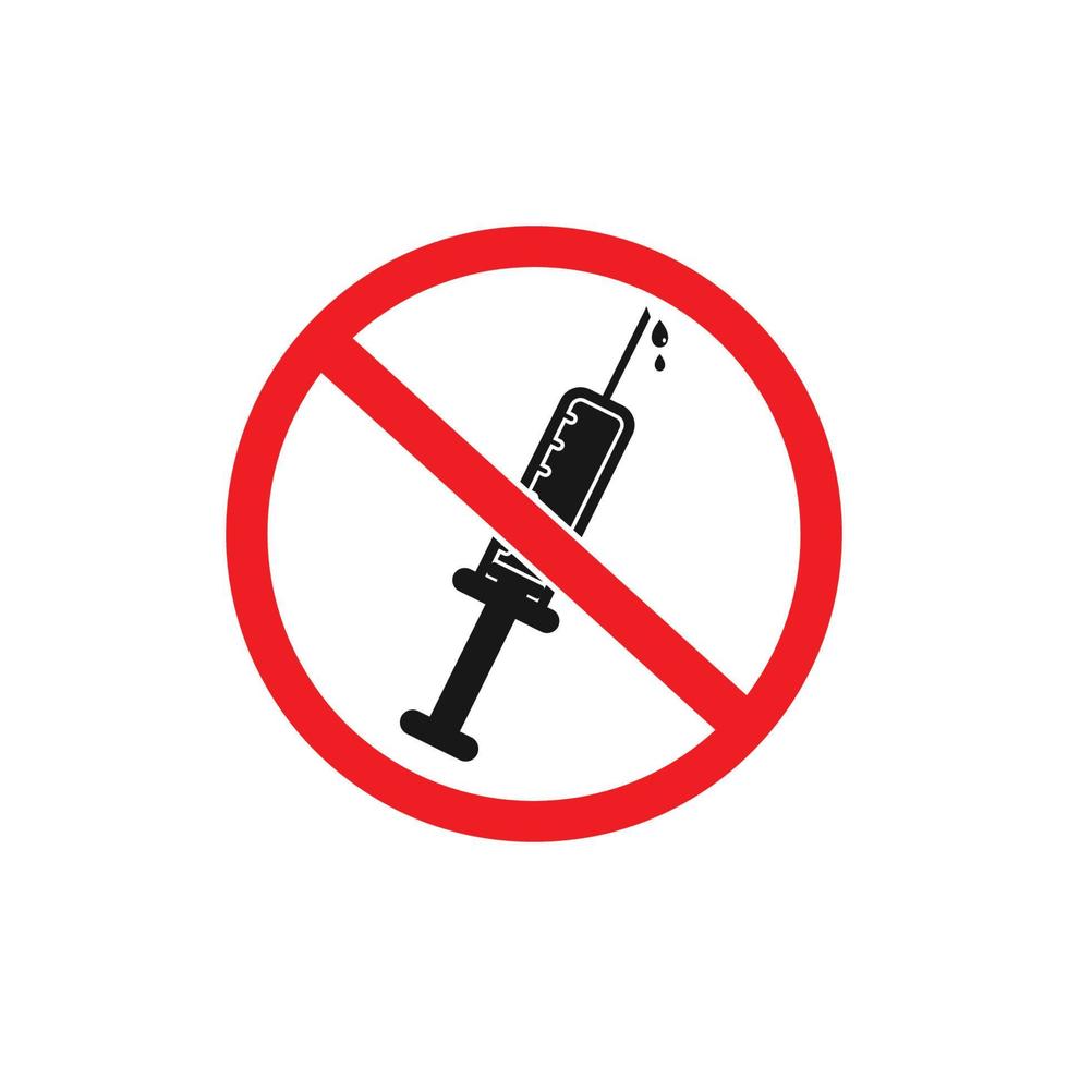 No Vaccine Icon. Contain Syringe and Ban Signs. Editable Vector EPS Symbol Illustration.