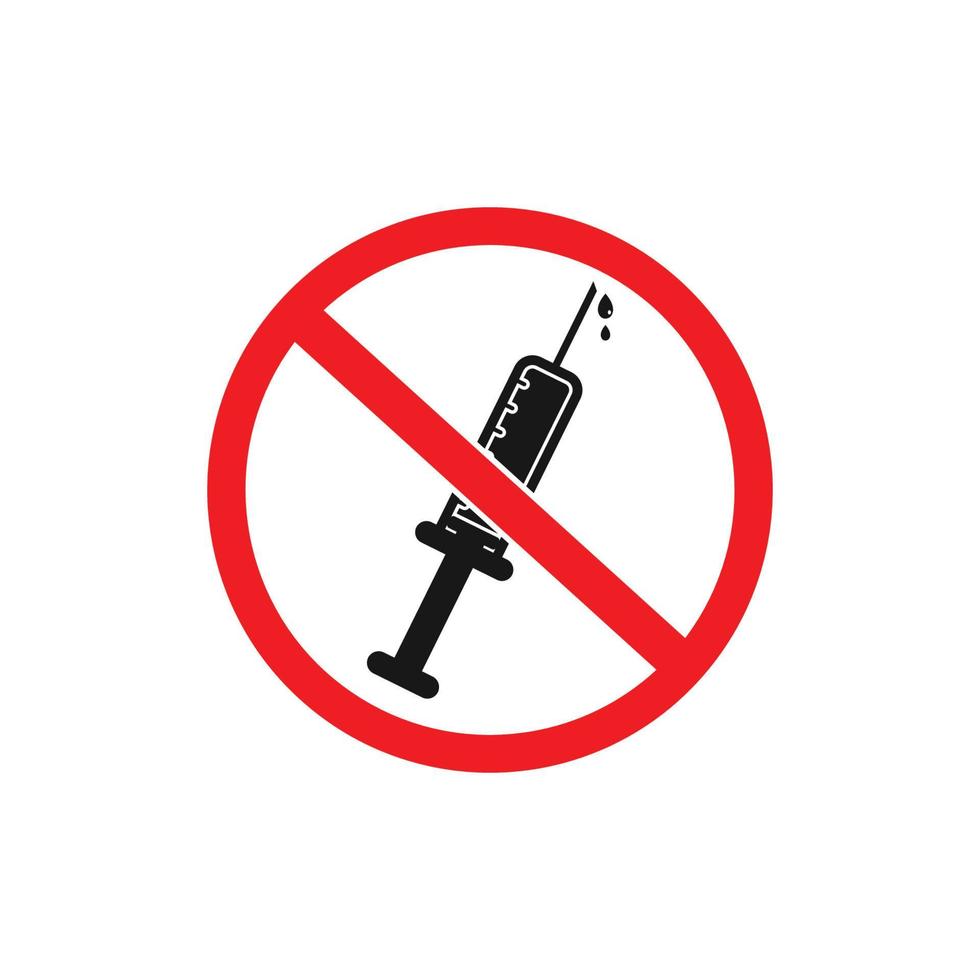 No Vaccine Icon. Contain Syringe and Ban Signs. Editable Vector EPS Symbol Illustration.